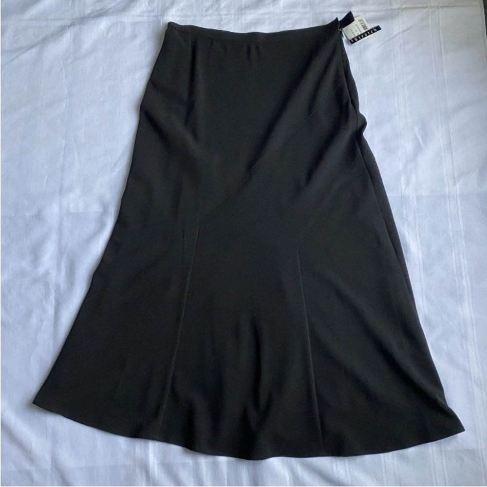 Focus 2000 Skirt Midi Flare Stretch Lined Side Zip/Button Black Women’s 14 NWT